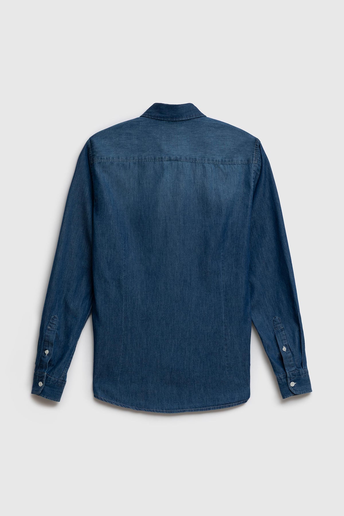 Camicia in denim di cotone con collo piccolo classico