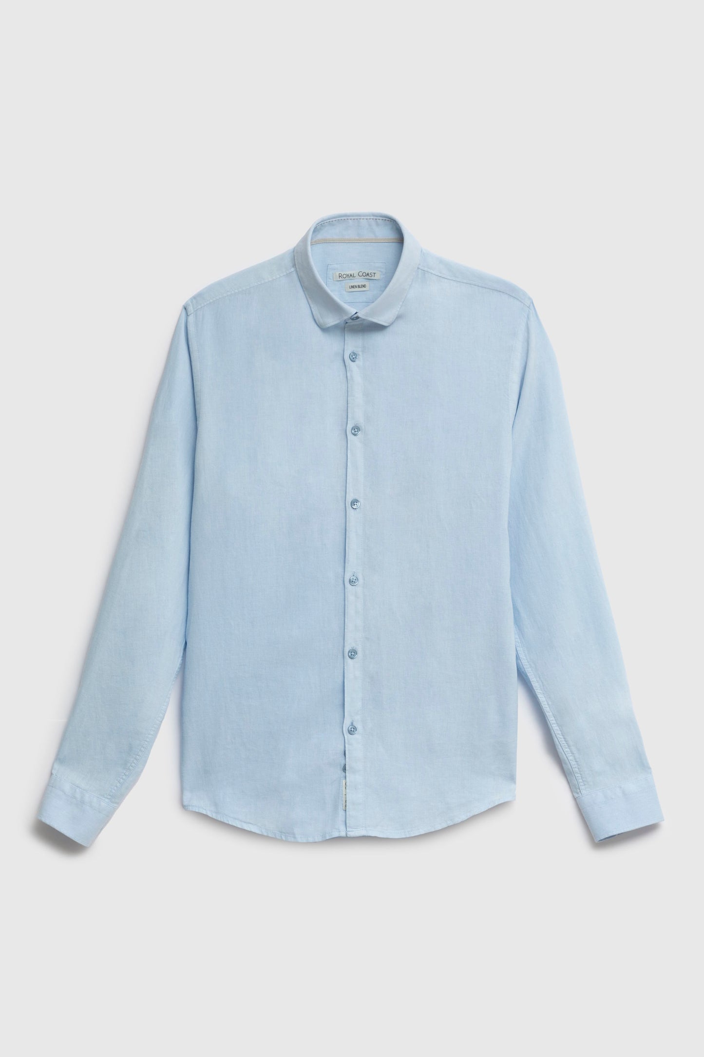 Camicia in Lino Viscosa Tinto Capo con Collo Clip Down