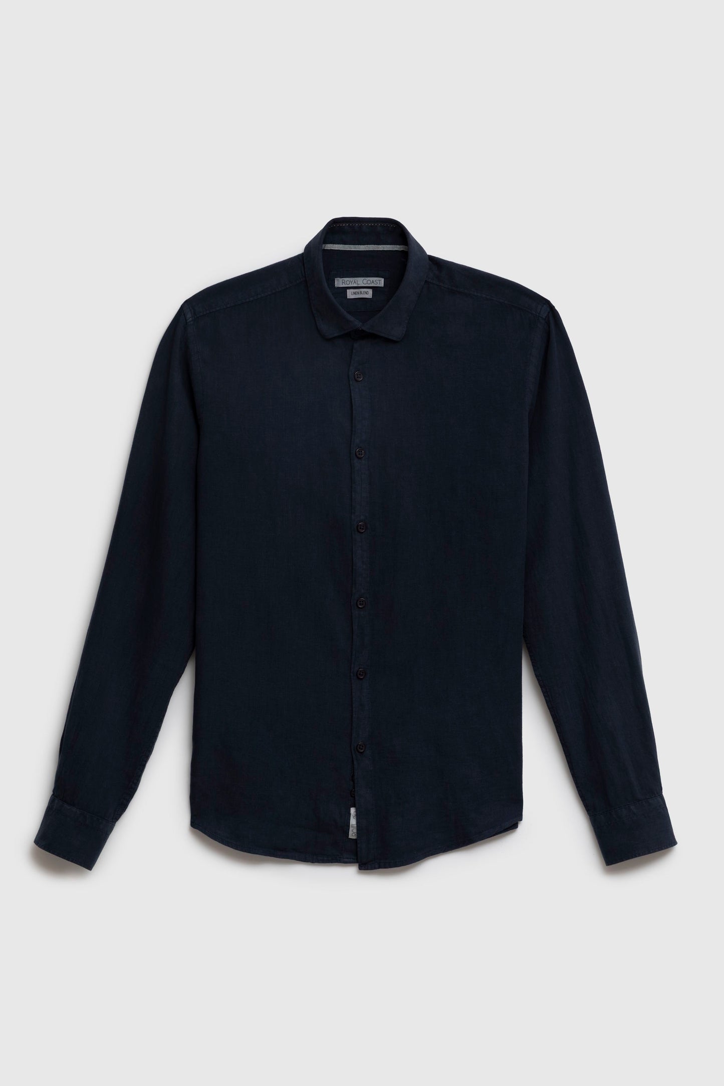 Camicia in Lino Viscosa Tinto Capo con Collo Clip Down