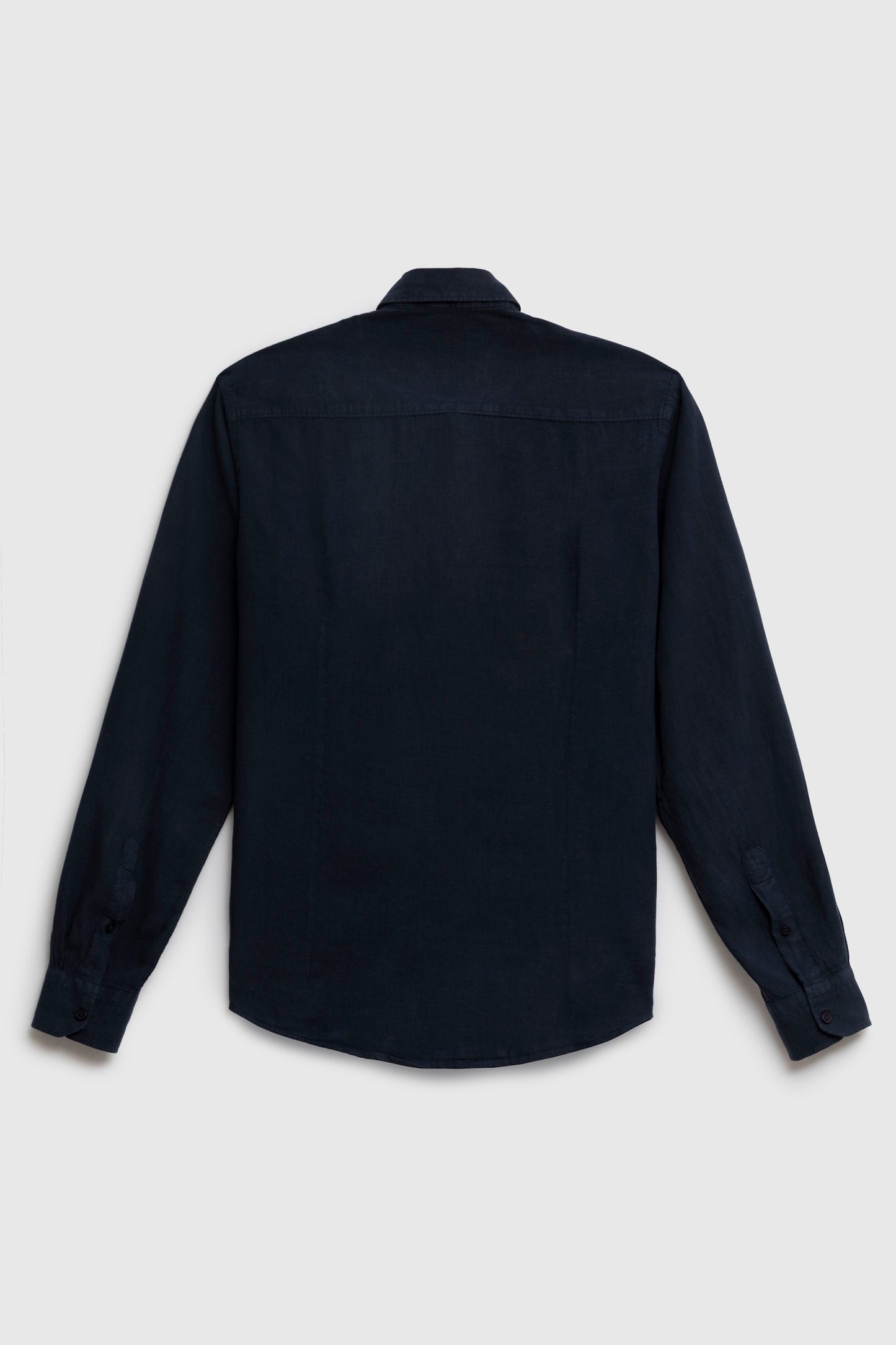 Camicia in Lino Viscosa Tinto Capo con Collo Clip Down
