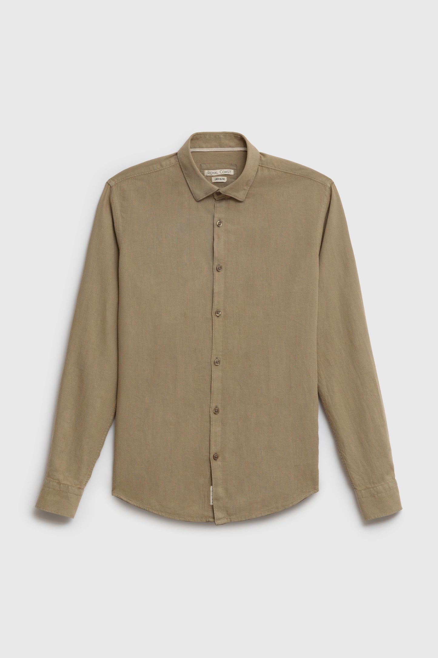 Camicia in Lino Viscosa Tinto Capo con Collo Clip Down