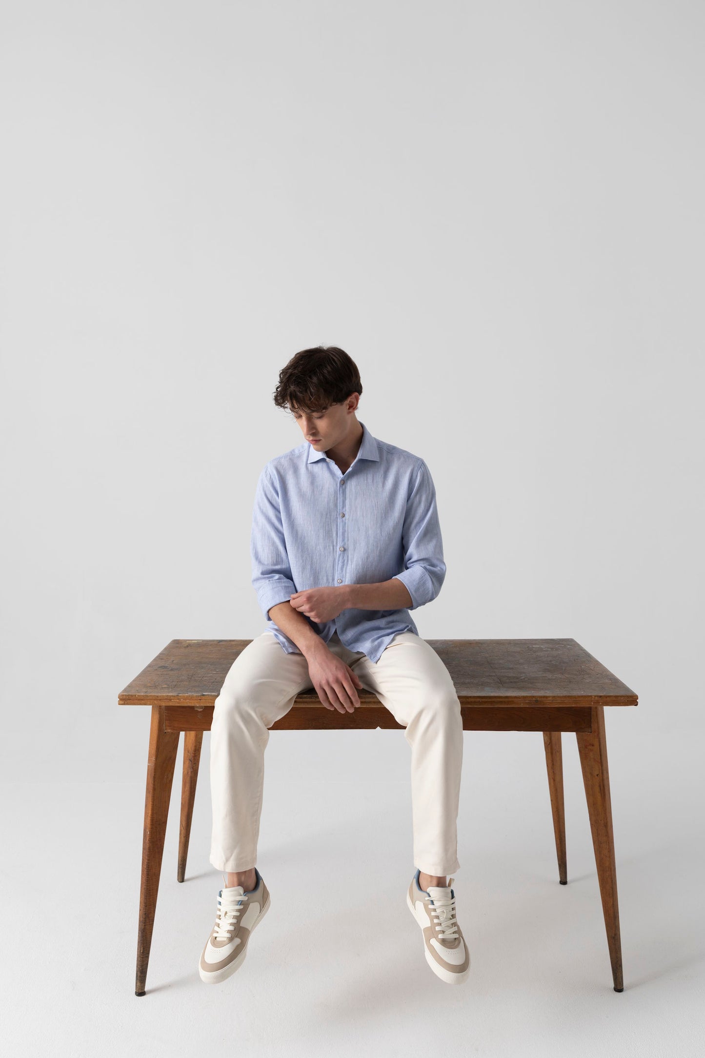 Camicia in fantasia di Lino Cotone con collo classico piccolo