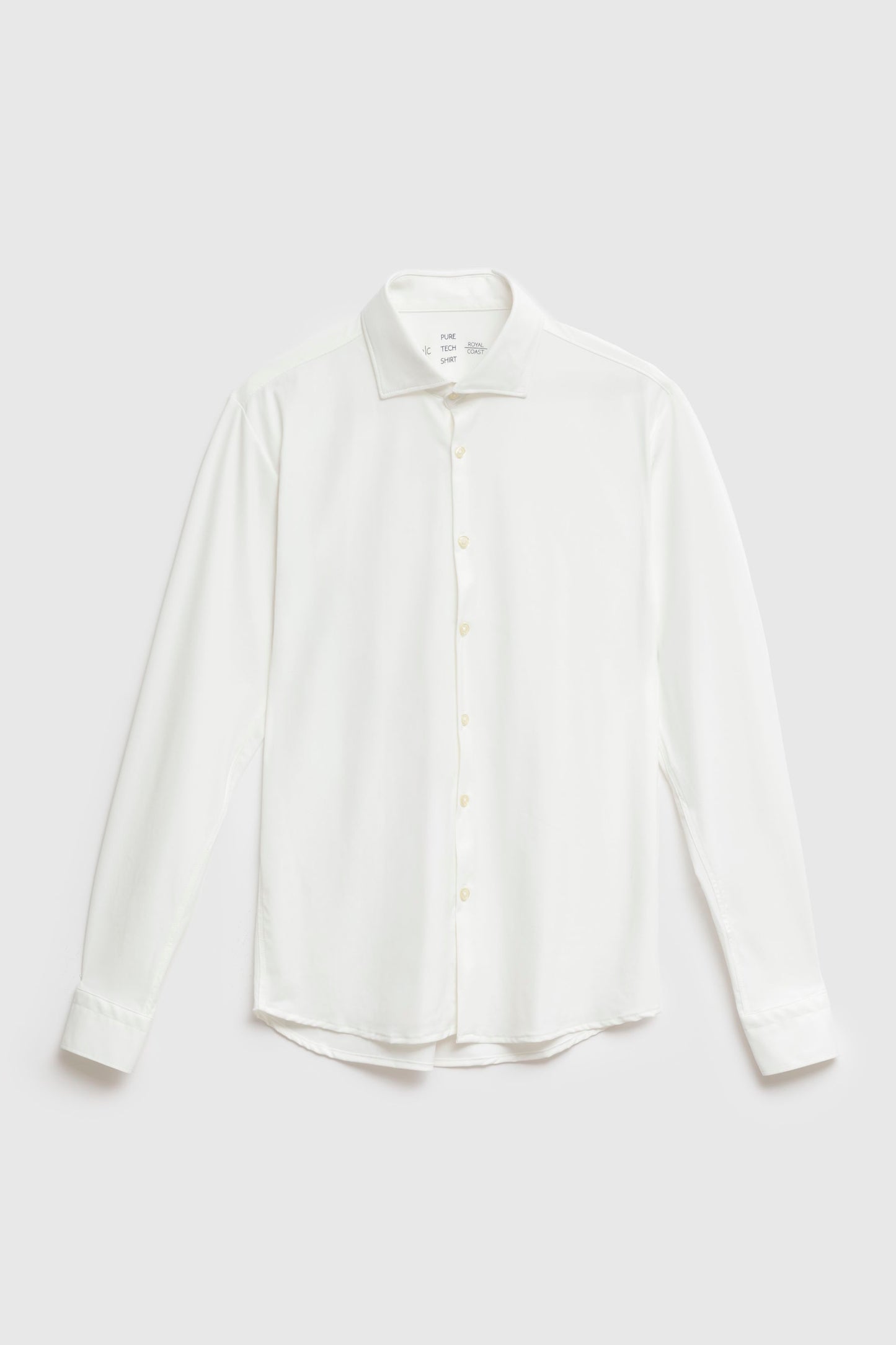 Camicia in tessuto tecnico stretch con collo classico piccolo