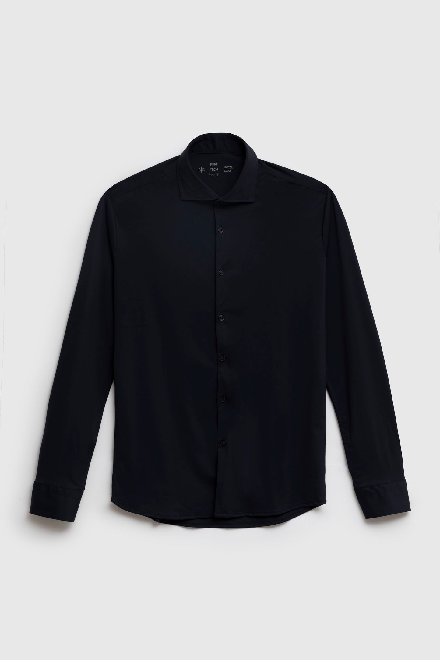 Camicia in tessuto tecnico stretch con collo classico piccolo
