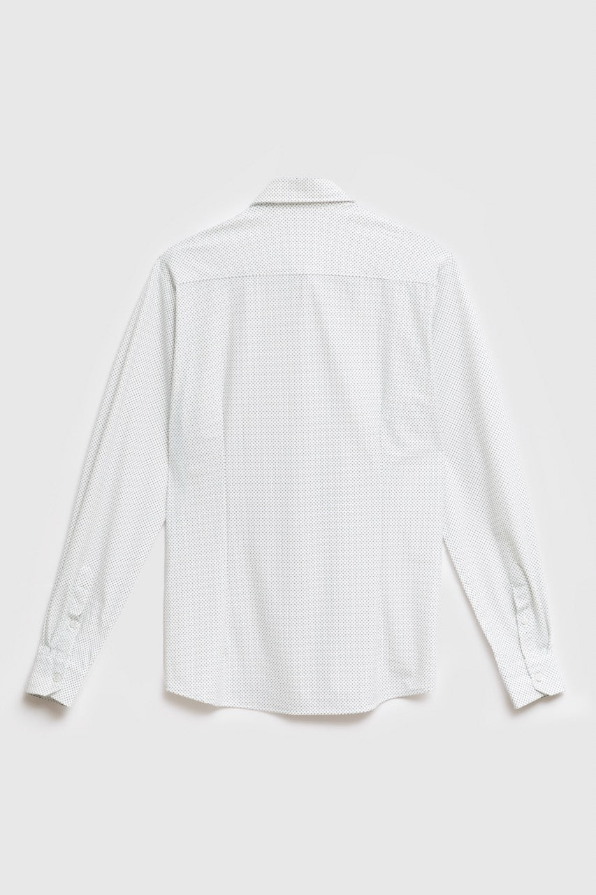 Camicia in tessuto tecnico stretch in fantasia con collo classico piccolo
