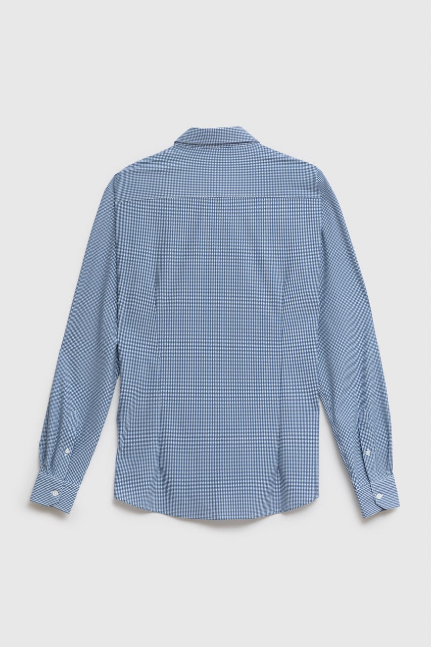 Camicia in tessuto tecnico stretch in fantasia con collo classico piccolo